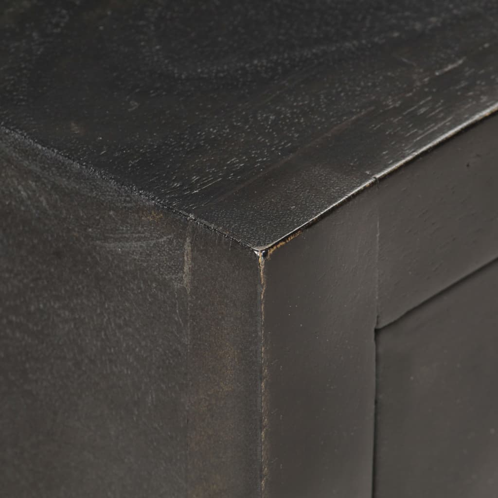 Bedside Cabinet Black And Gold 40X30X50 Cm Solid Mango Wood