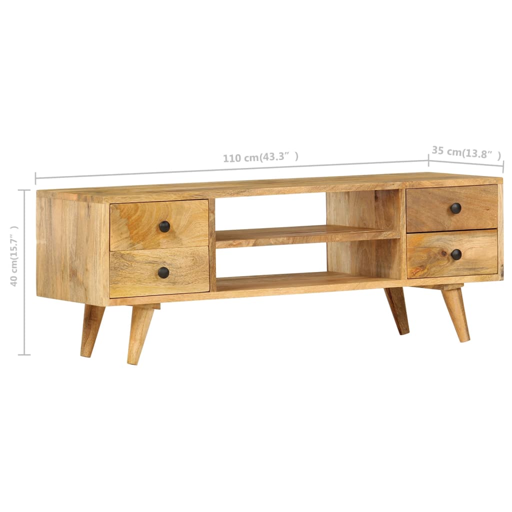 Tv Cabinet 110X35X40 Cm Solid Mango Wood
