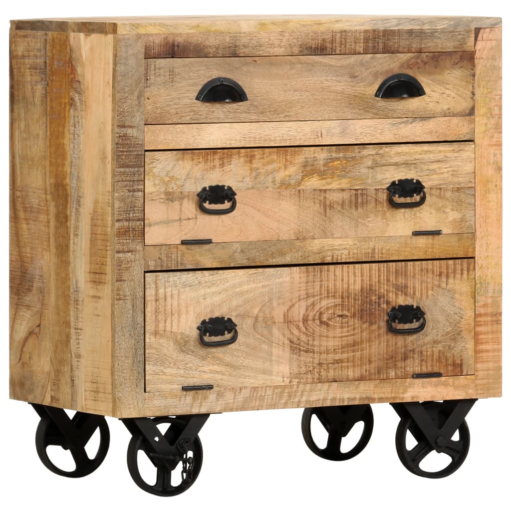 Side Cabinet With Wheel Solid Mango Wood