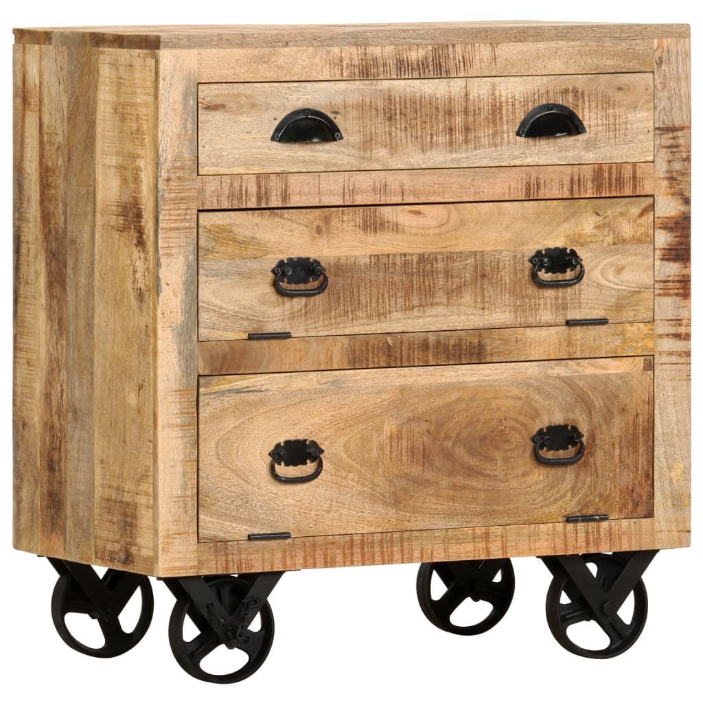 Side Cabinet With Wheel Solid Mango Wood