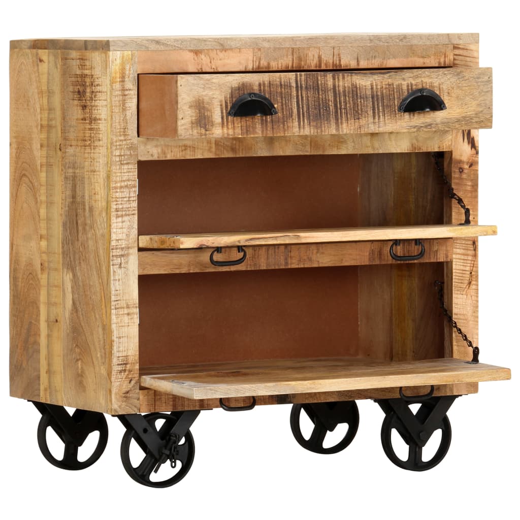Side Cabinet With Wheel Solid Mango Wood