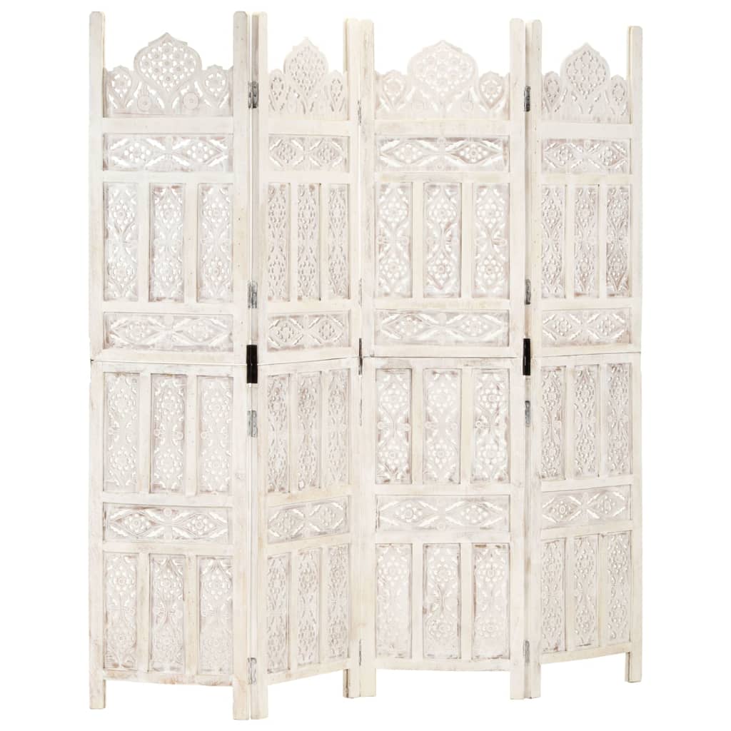 Hand Carved 5-Panel Room Divider Brown 200X165 Cm Solid Mango Wood