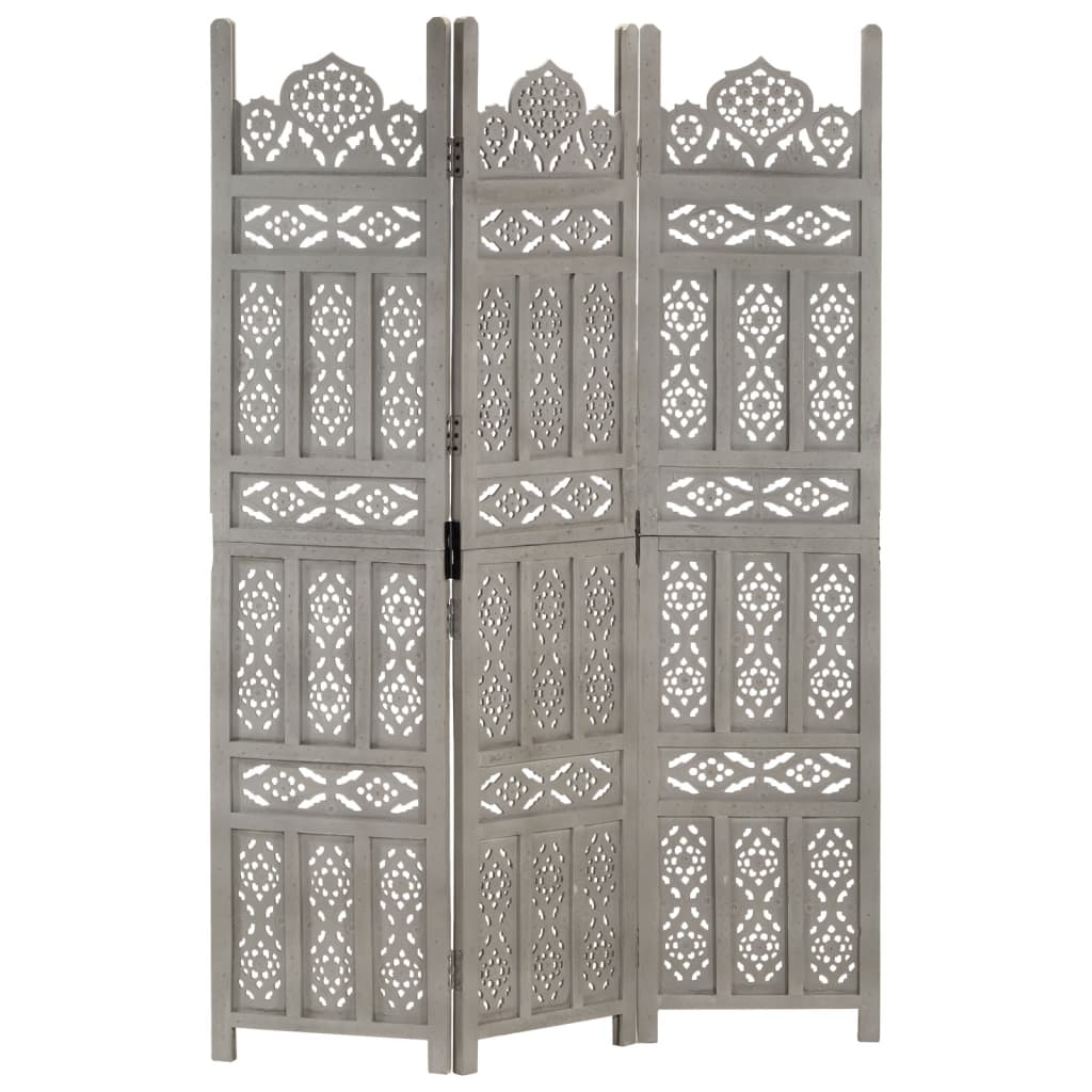 Hand Carved 5-Panel Room Divider Brown 200X165 Cm Solid Mango Wood