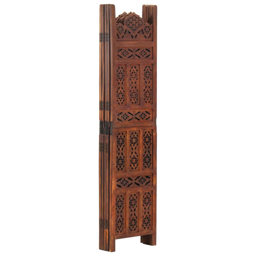 Hand Carved 5-Panel Room Divider Brown 200X165 Cm Solid Mango Wood