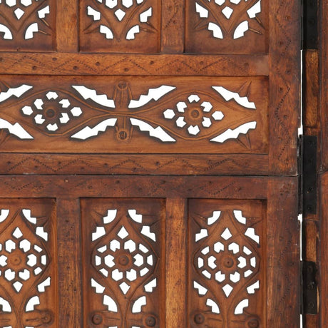 Hand Carved 5-Panel Room Divider Brown 200X165 Cm Solid Mango Wood