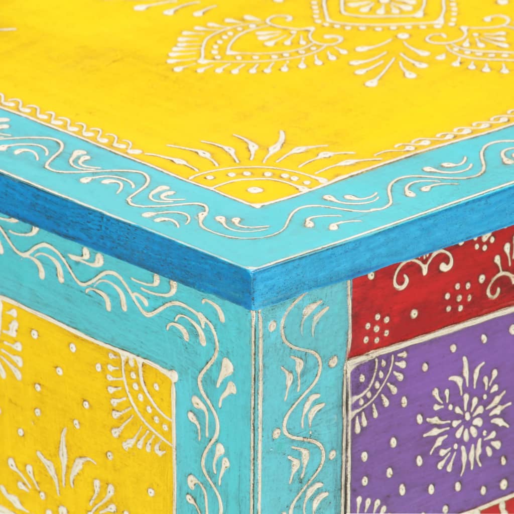 Hand Painted Bedside Cabinet 40X30X50 Cm Solid Mango Wood