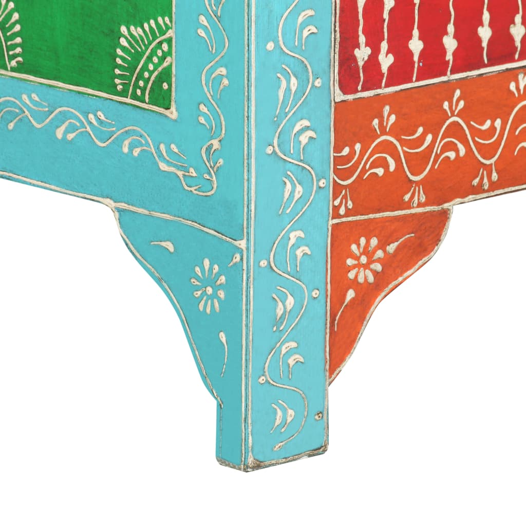 Hand Painted Bedside Cabinet 40X30X50 Cm Solid Mango Wood