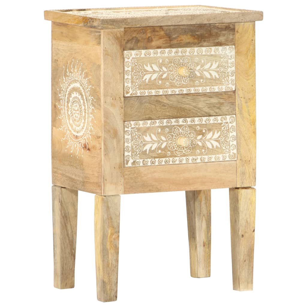 Hand Painted Bedside Cabinet 40X30X60 Cm Solid Mango Wood