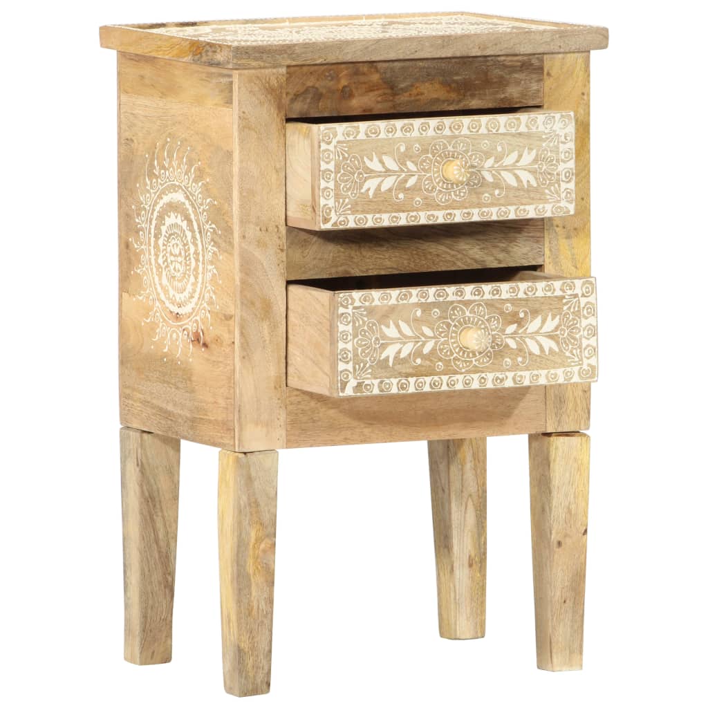 Hand Painted Bedside Cabinet 40X30X60 Cm Solid Mango Wood