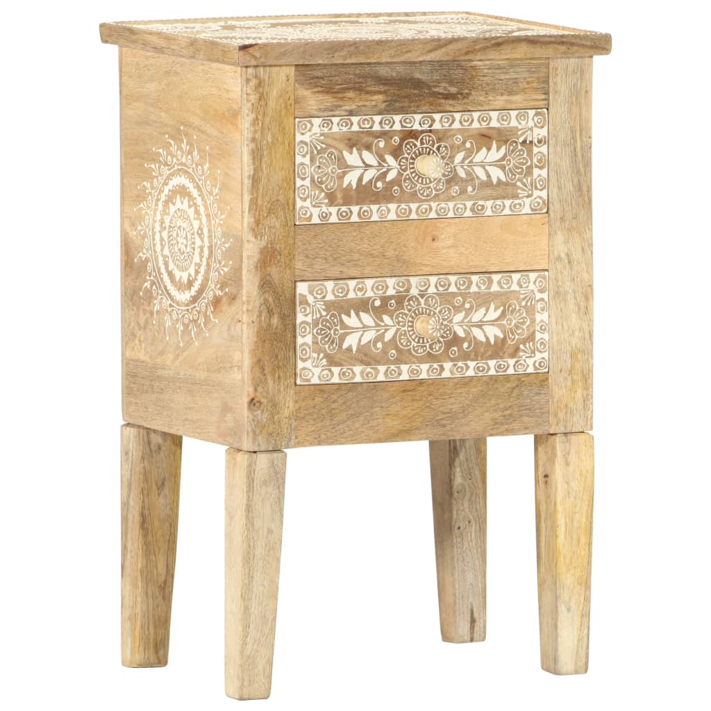 Hand Painted Bedside Cabinet 40X30X60 Cm Solid Mango Wood