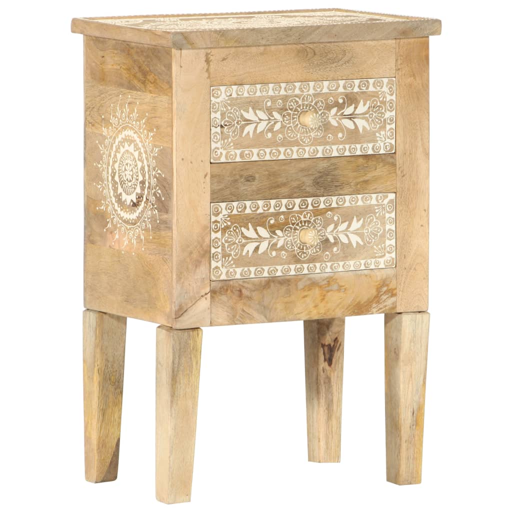 Hand Painted Bedside Cabinet 40X30X60 Cm Solid Mango Wood