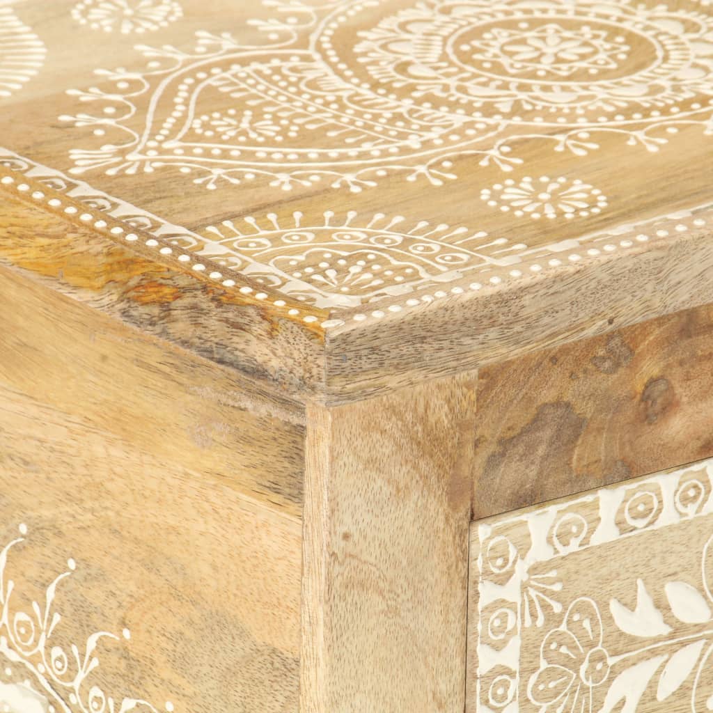 Hand Painted Bedside Cabinet 40X30X60 Cm Solid Mango Wood