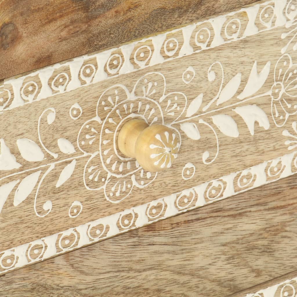 Hand Painted Bedside Cabinet 40X30X60 Cm Solid Mango Wood