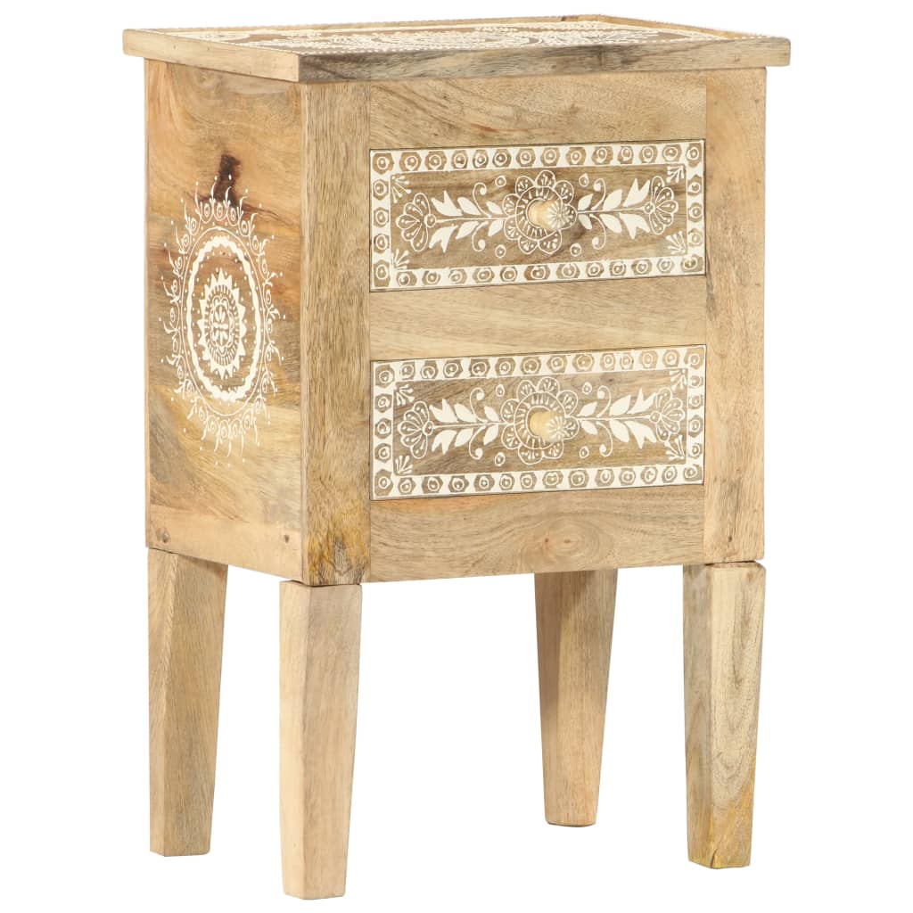 Hand Painted Bedside Cabinet 40X30X60 Cm Solid Mango Wood