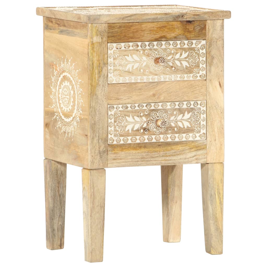 Hand Painted Bedside Cabinet 40X30X60 Cm Solid Mango Wood