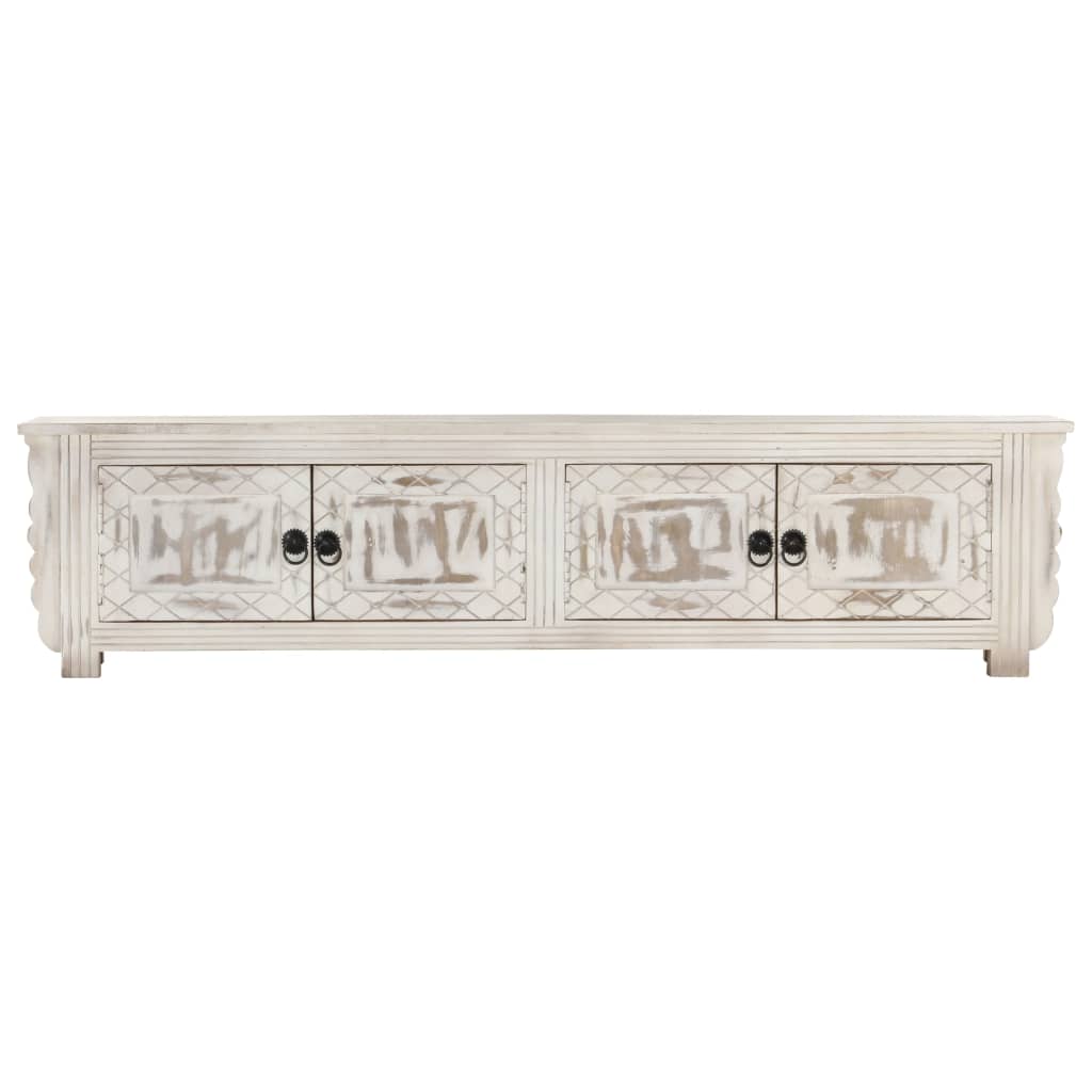 Tv Cabinet White 140X30X35 Cm Solid Mango Wood