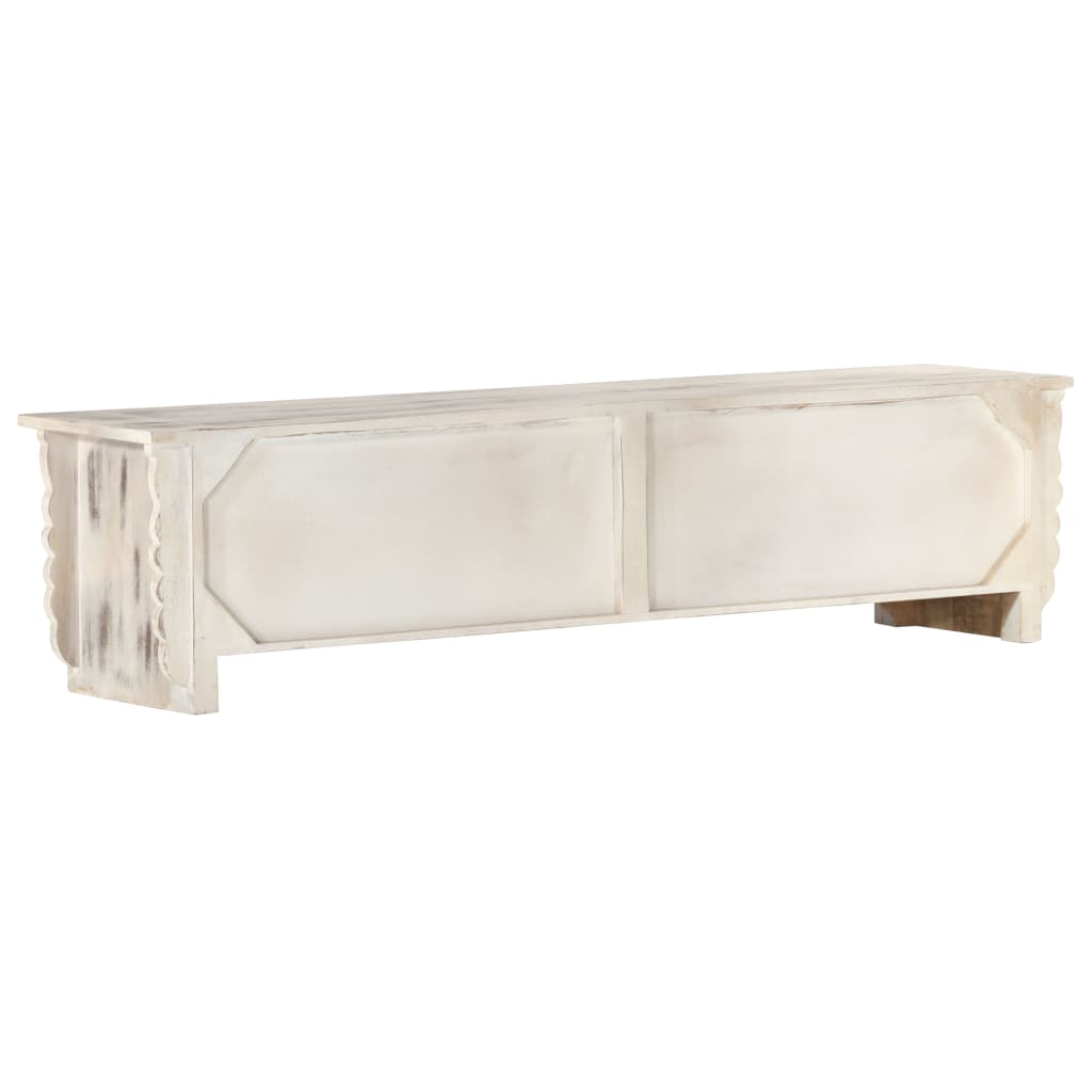 Tv Cabinet White 140X30X35 Cm Solid Mango Wood