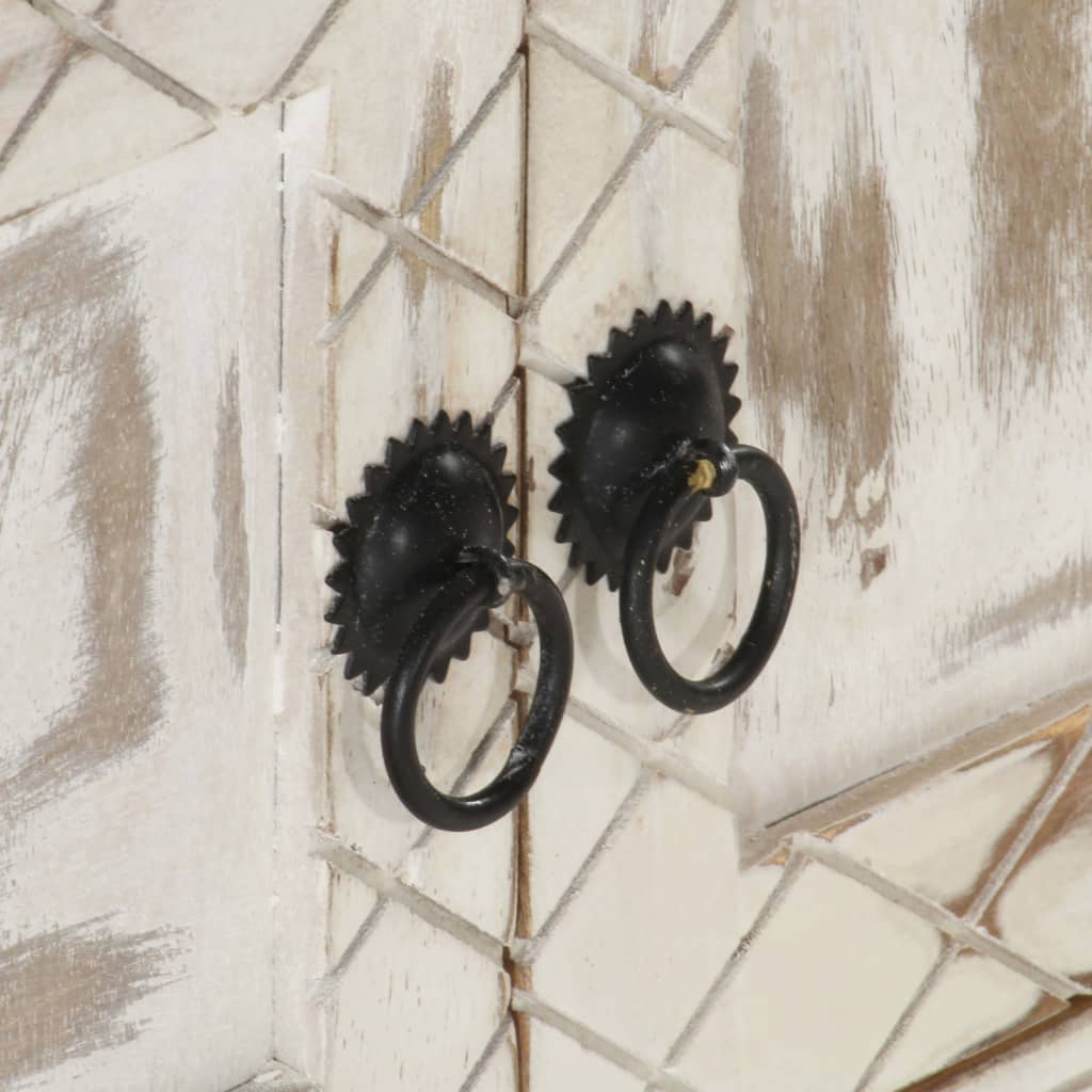 Tv Cabinet White 140X30X35 Cm Solid Mango Wood