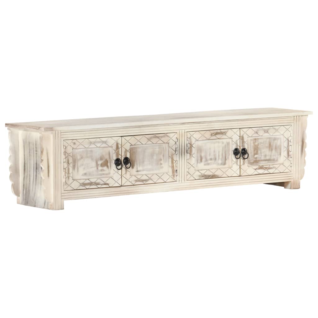 Tv Cabinet White 140X30X35 Cm Solid Mango Wood