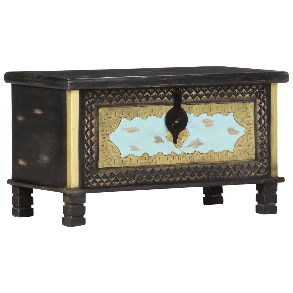Storage Chest Black 80X40X45 Cm Solid Mango Wood