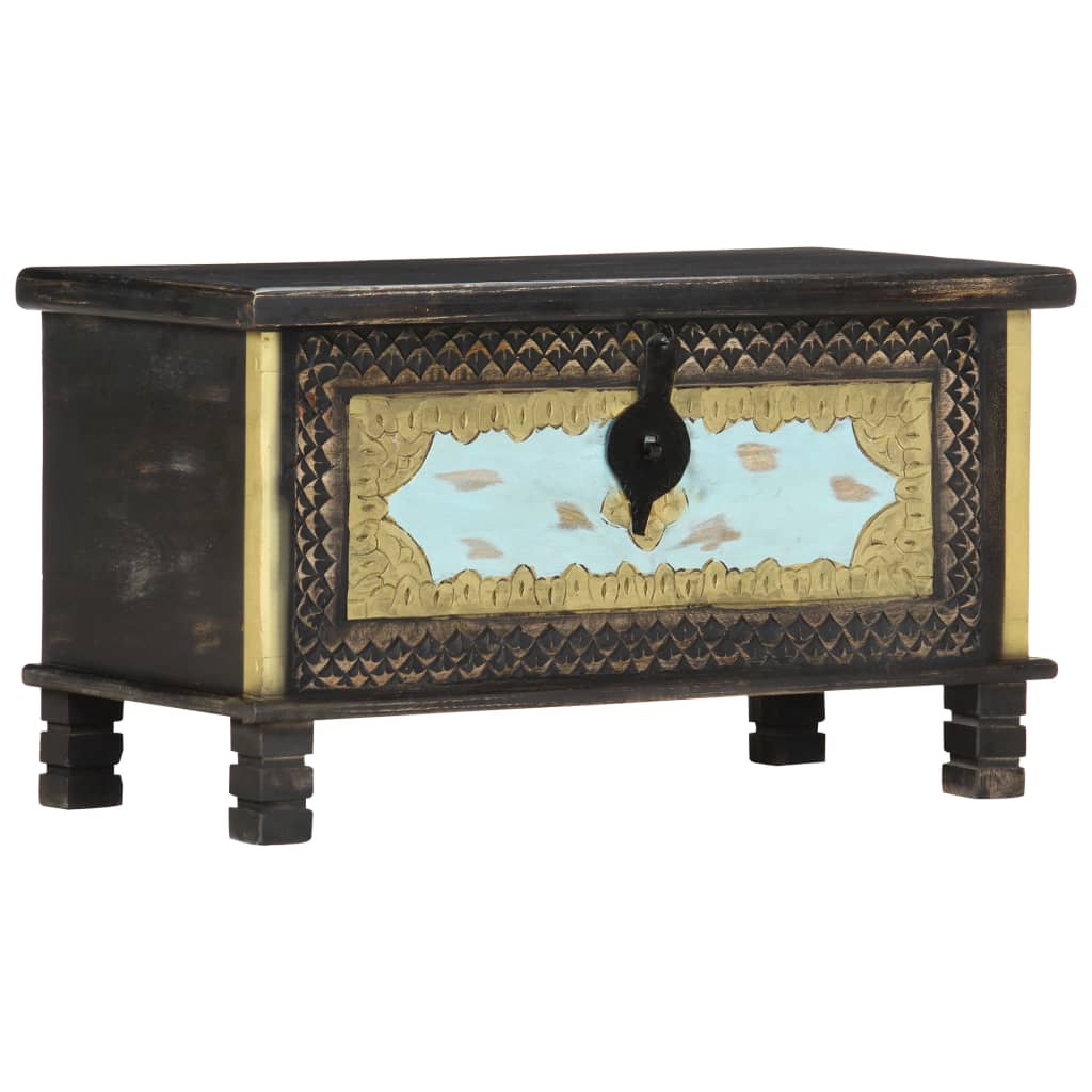 Storage Chest Black 80X40X45 Cm Solid Mango Wood
