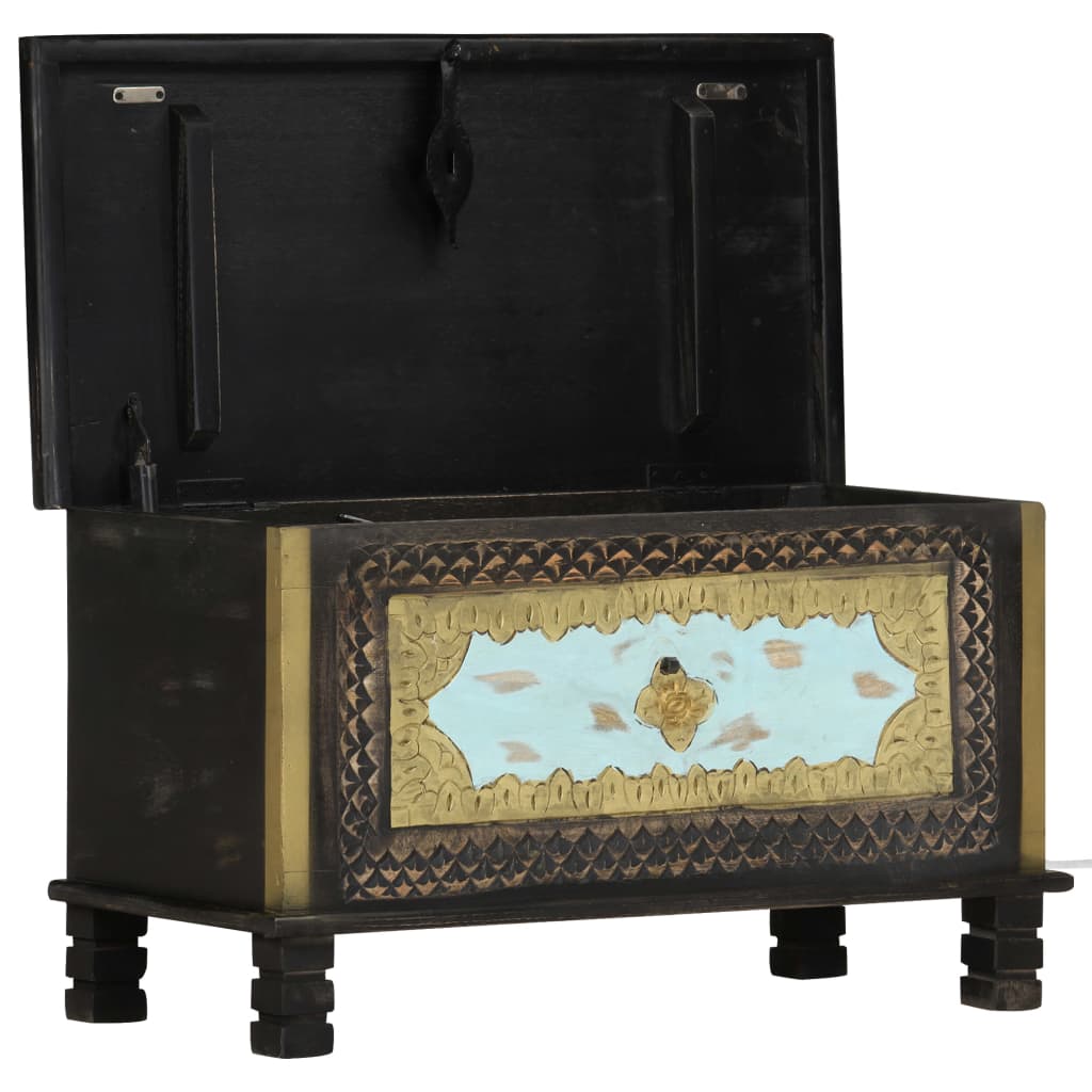 Storage Chest Black 80X40X45 Cm Solid Mango Wood
