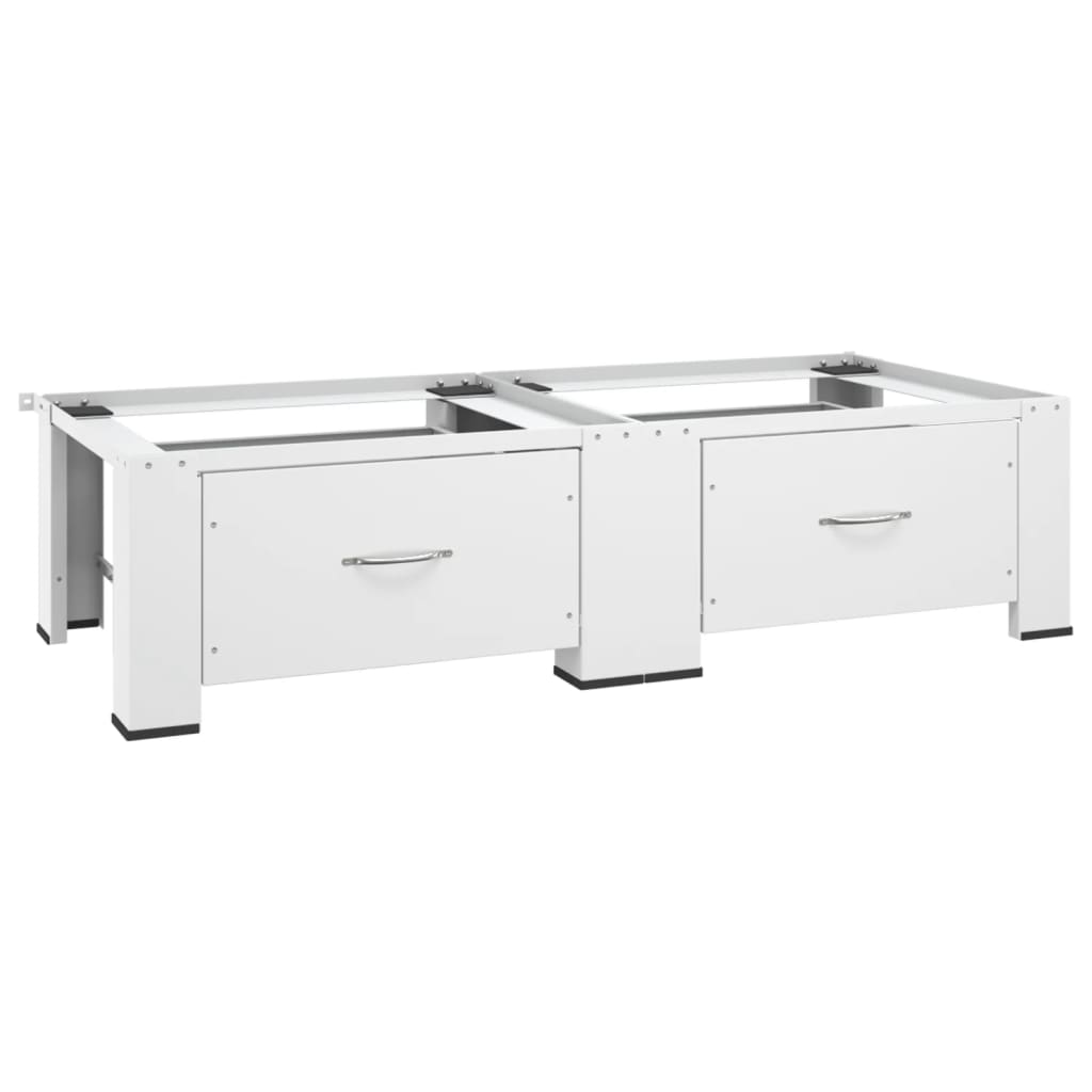 Washing And Drying Machine Pedestal With Pull-Out Shelves White
