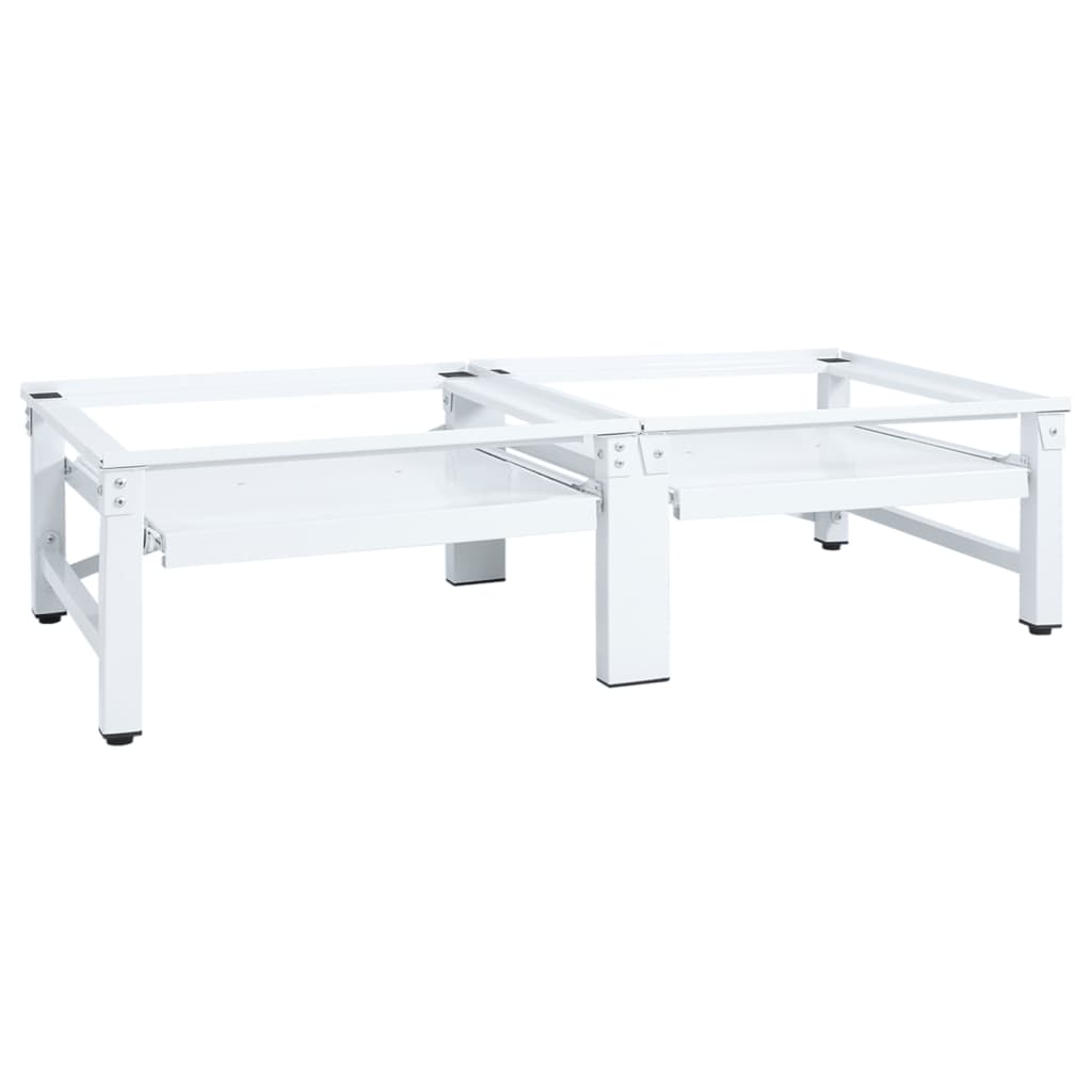 Washing And Drying Machine Pedestal With Pull-Out Shelves White