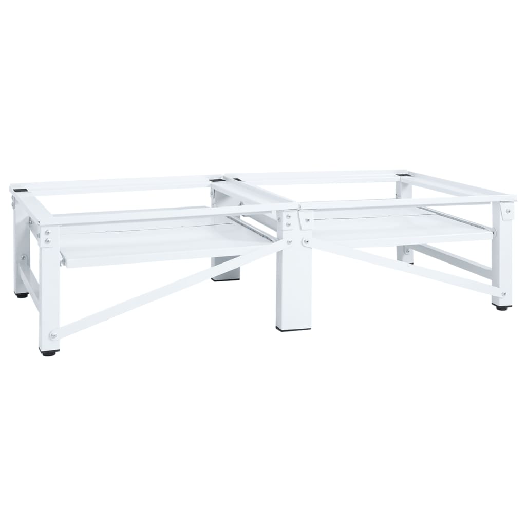 Washing And Drying Machine Pedestal With Pull-Out Shelves White