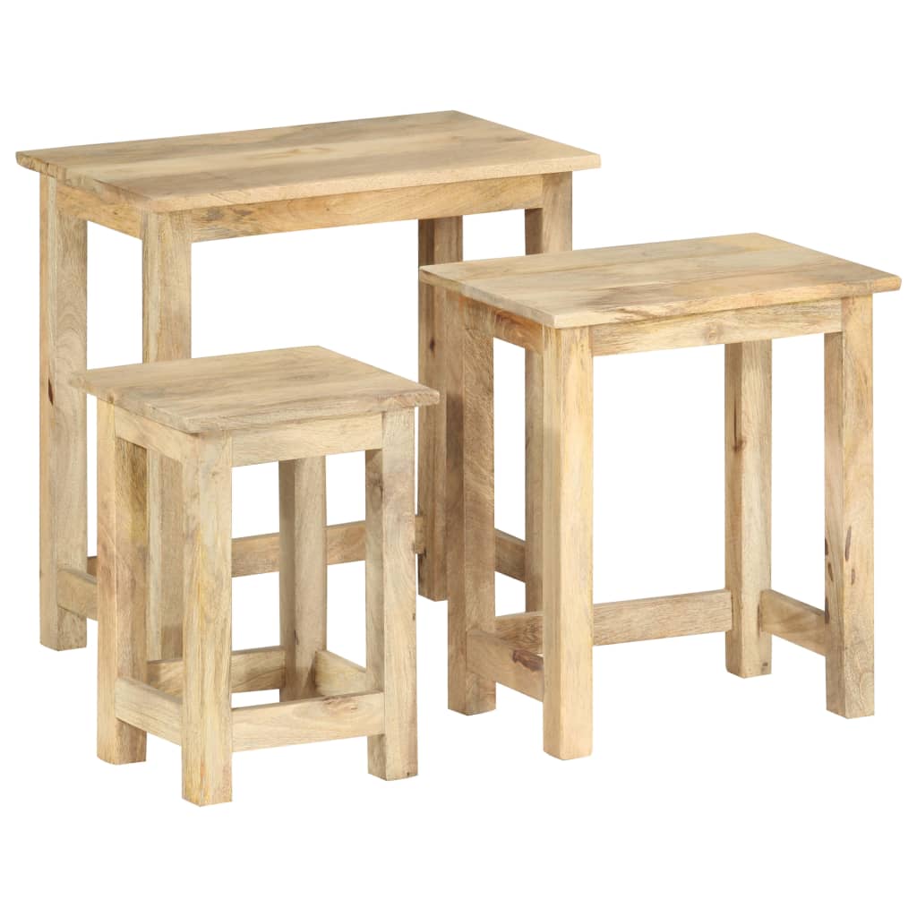 Nesting Tables 3 Pcs Solid Mango Wood