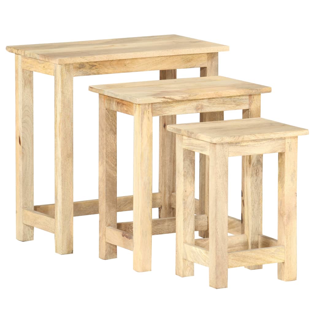 Nesting Tables 3 Pcs Solid Mango Wood