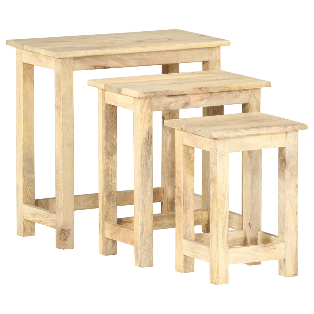 Nesting Tables 3 Pcs Solid Mango Wood
