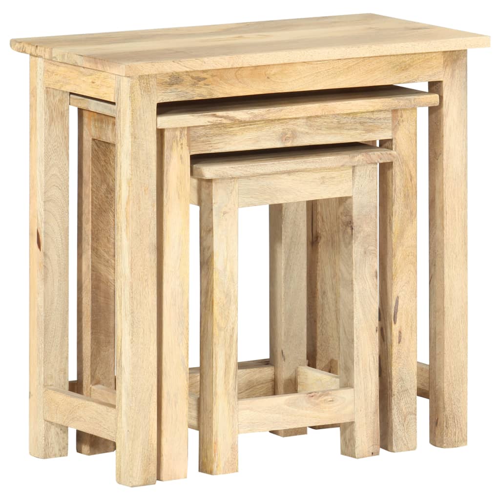 Nesting Tables 3 Pcs Solid Mango Wood