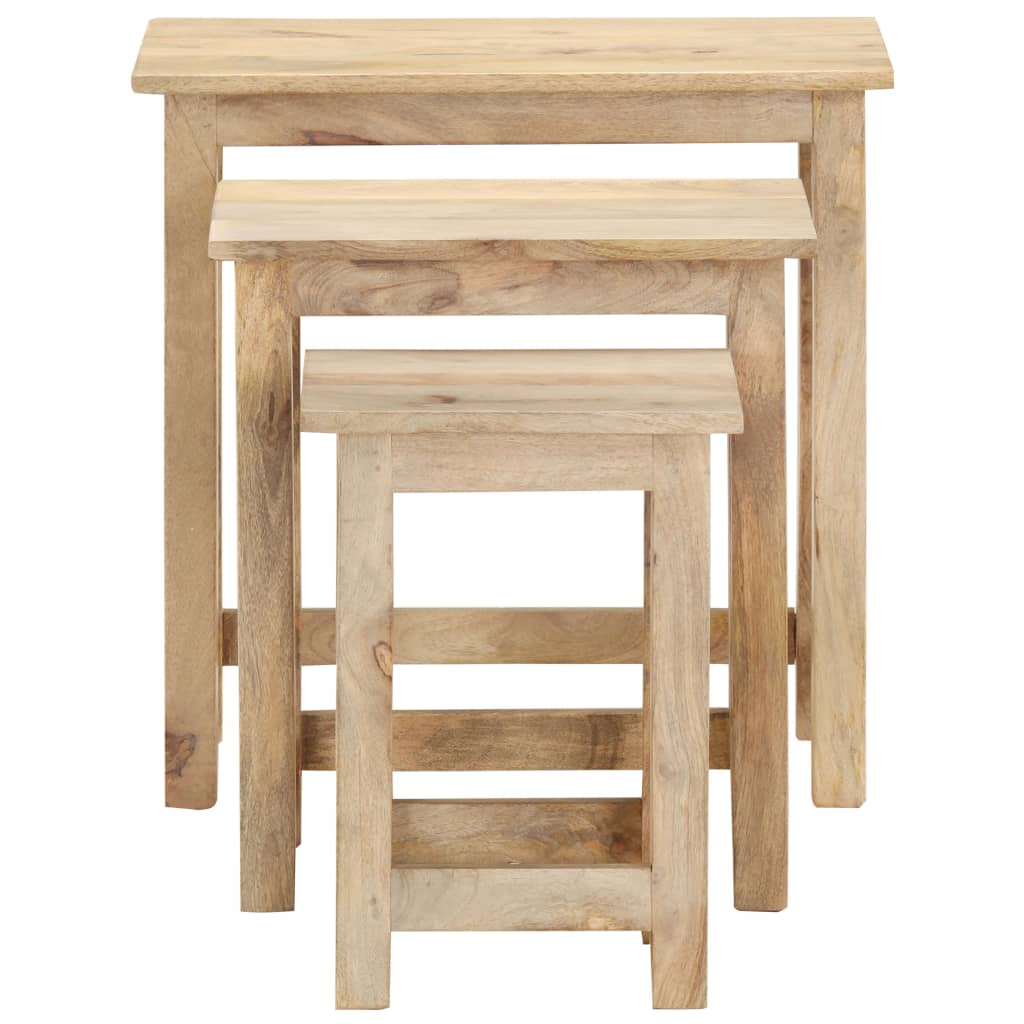 Nesting Tables 3 Pcs Solid Mango Wood