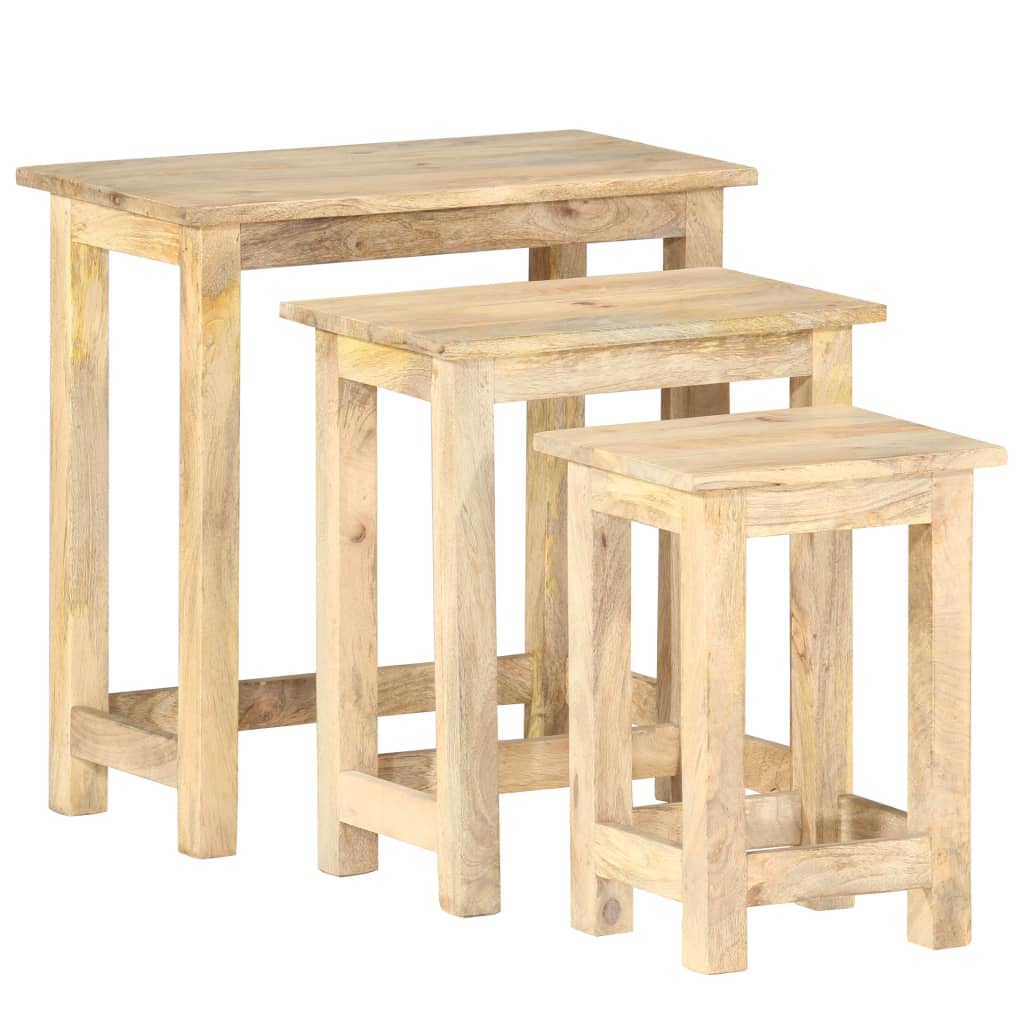 Nesting Tables 3 Pcs Solid Mango Wood