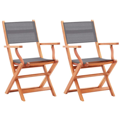 Folding Garden Chairs 2 Pcs Solid Eucalyptus Wood And Textilene