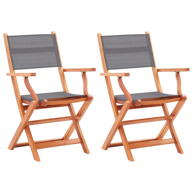 Folding Garden Chairs 2 Pcs Solid Eucalyptus Wood And Textilene