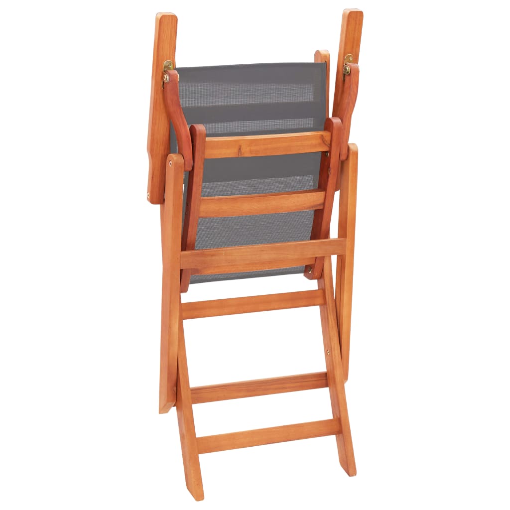 Folding Garden Chairs 2 Pcs Solid Eucalyptus Wood And Textilene