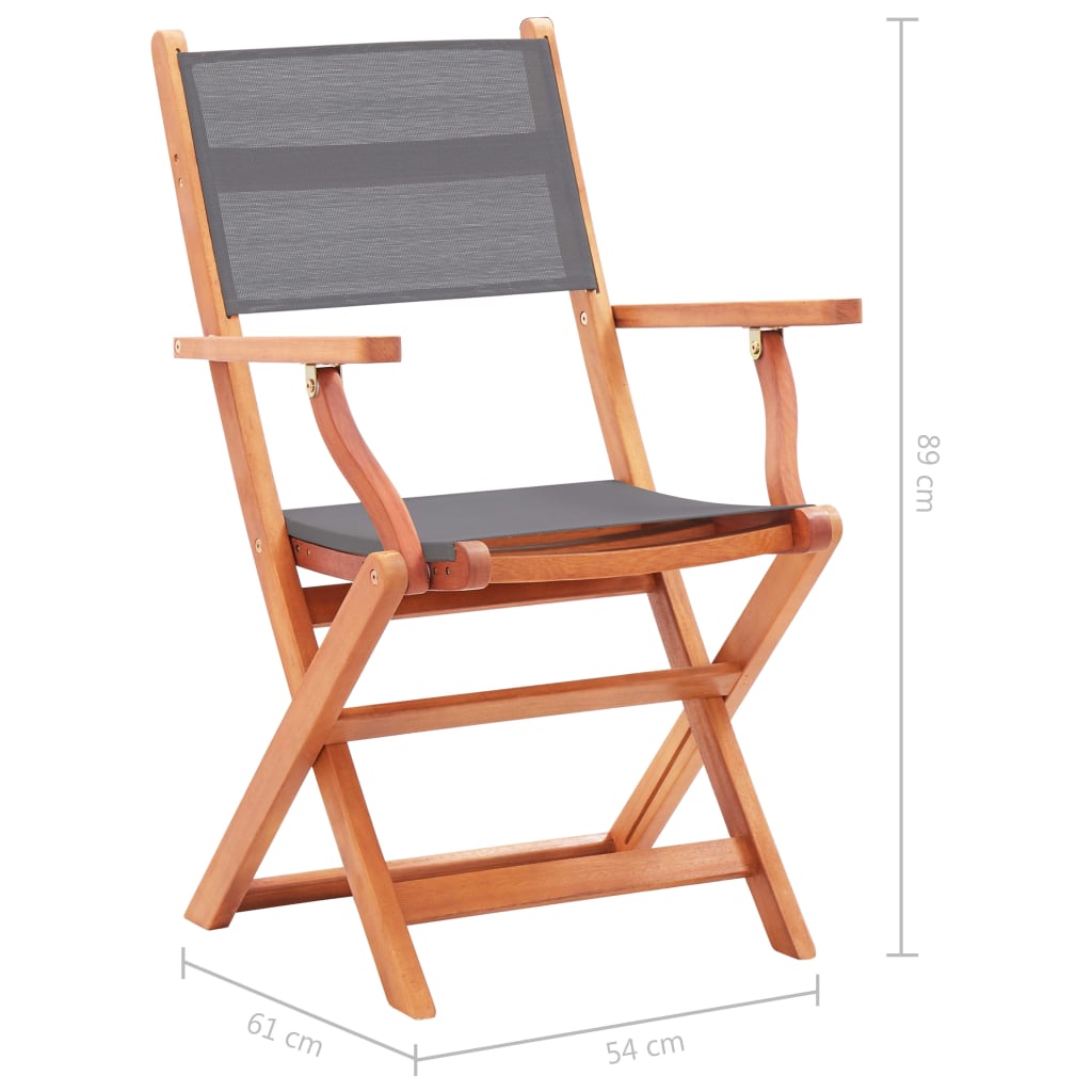 Folding Garden Chairs 2 Pcs Solid Eucalyptus Wood And Textilene