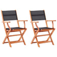 Folding Garden Chairs 2 Pcs Solid Eucalyptus Wood And Textilene