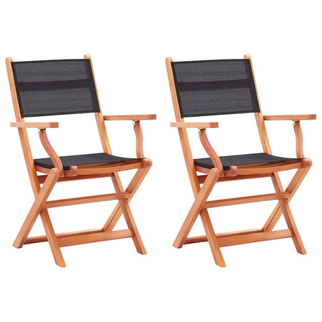 Folding Garden Chairs 2 Pcs Solid Eucalyptus Wood And Textilene