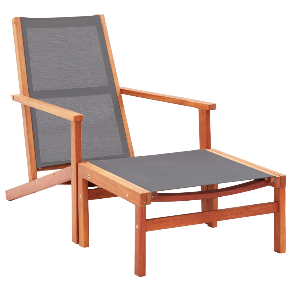 Garden Lounge Chair Solid Eucalyptus Wood And Textilene