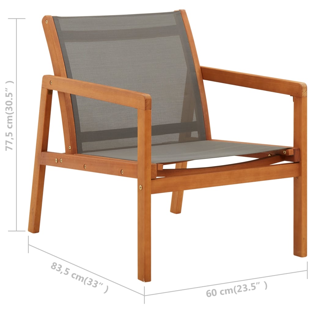 Garden Lounge Chair Solid Eucalyptus Wood And Textilene