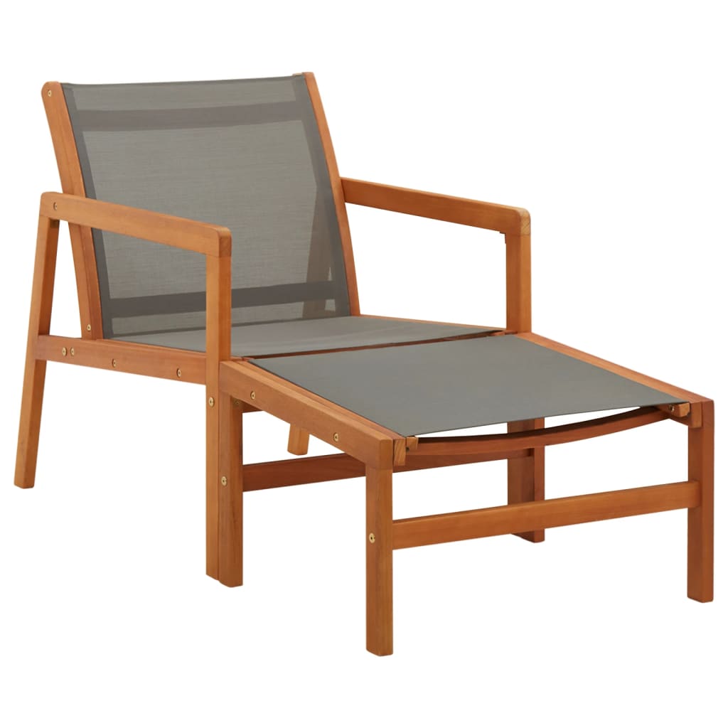 Garden Lounge Chair Solid Eucalyptus Wood And Textilene