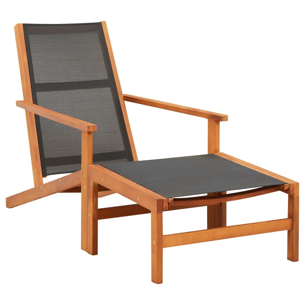 Garden Lounge Chair Solid Eucalyptus Wood And Textilene