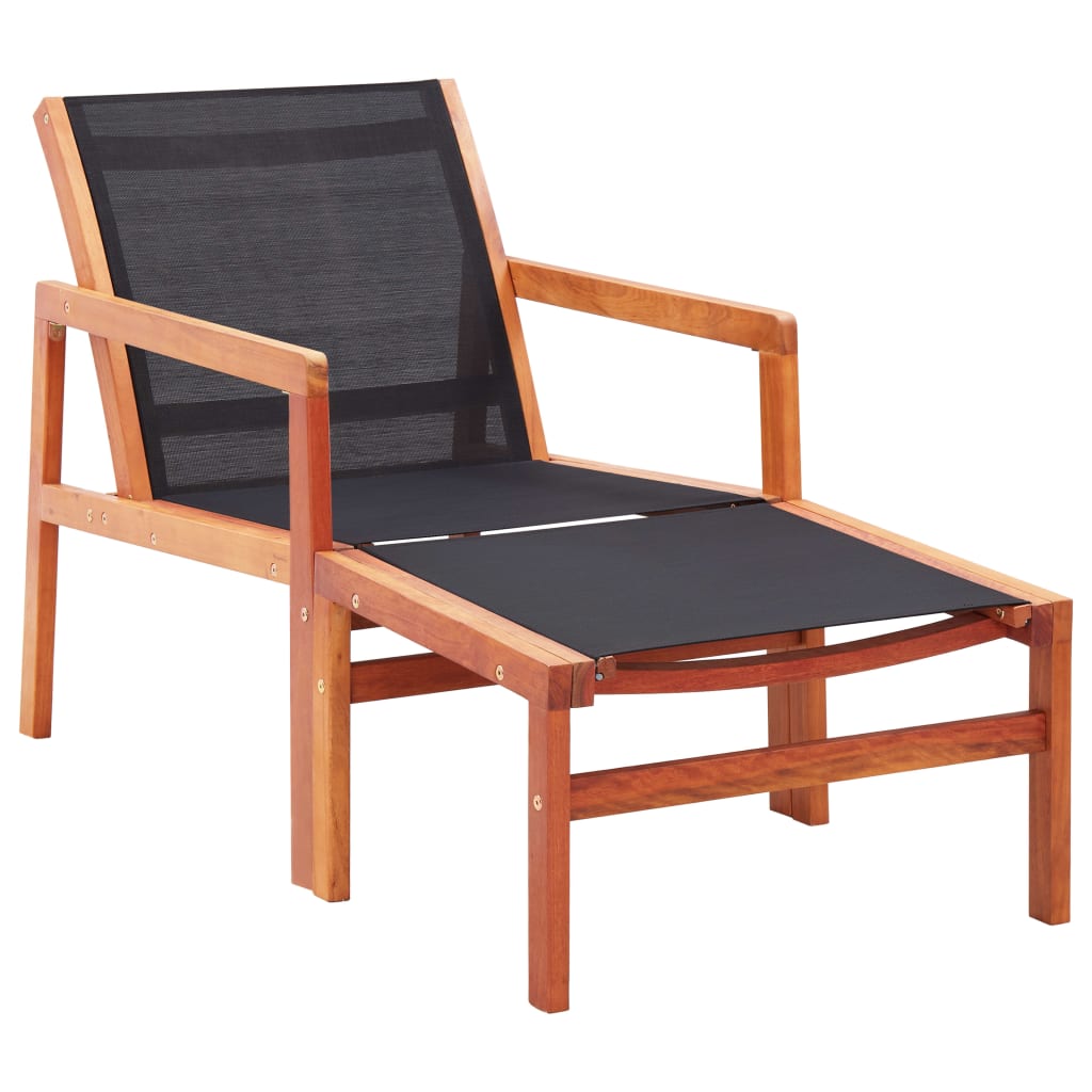 Garden Lounge Chair Solid Eucalyptus Wood And Textilene