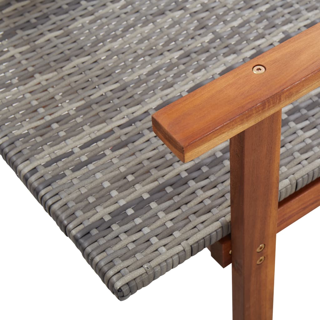 Sun Lounger Poly Rattan And Solid Acacia Wood