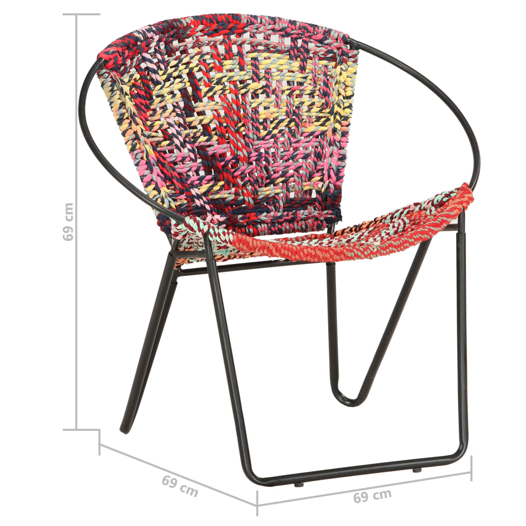 Circle Chair Multicolours Chindi Fabric