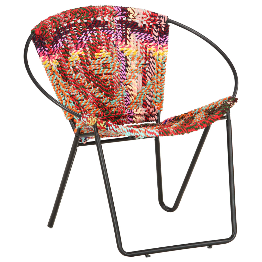 Circle Chair Multicolours Chindi Fabric