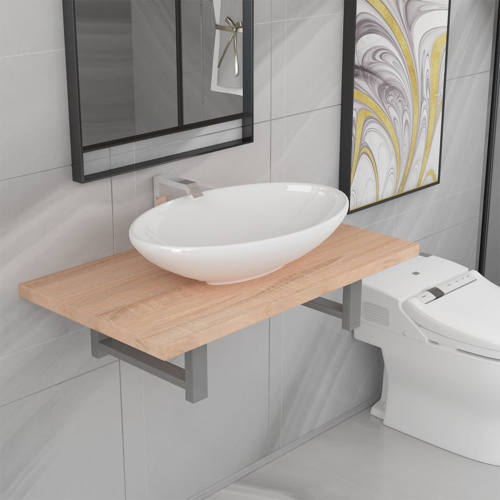Two Piece Bathroom Furniture Set Ceramic White